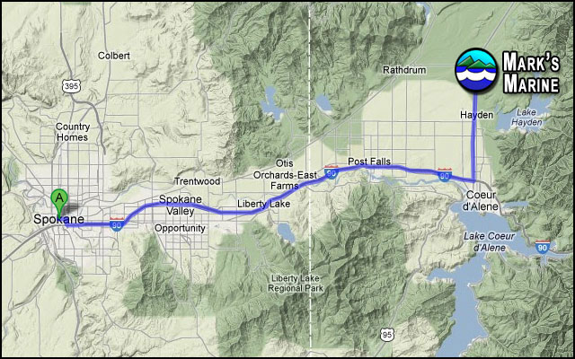 From Spokane: I-90 Route.